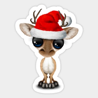 Baby Deer Wearing a Santa Hat Sticker